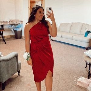 Satin Red Midi Dress